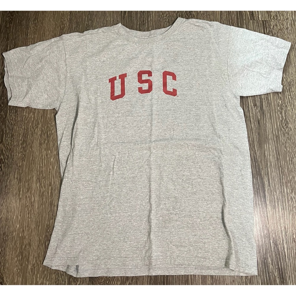 USC Gamecocks T Shirt Gray Red Logo Spell Out Adult Large Red Oak Sportswear